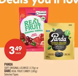 Shoppers Drug Mart PANDA SOFT ORIGINAL LICORICE (170g) or DARE REAL FRUIT CANDY (180g) offer