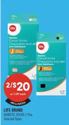 Shoppers Drug Mart LIFE BRAND DIABETIC SOCKS offer