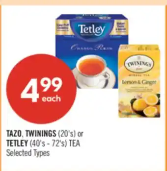 Shoppers Drug Mart TAZO, TWININGS (20's) or TETLEY (40's - 72's) TEA offer