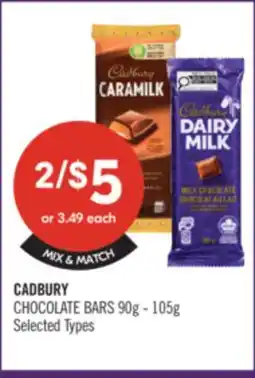 Shoppers Drug Mart CADBURY CHOCOLATE BARS 90g- 105g offer