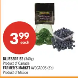 Shoppers Drug Mart BLUEBERRIES (340g) FARMER'S MARKET AVOCADOS (5's) offer