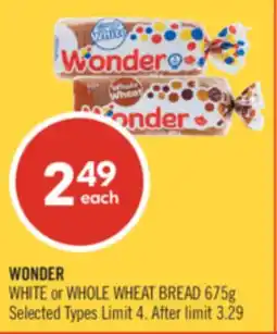 Shoppers Drug Mart WONDER WHITE or WHOLE WHEAT BREAD offer