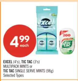 Shoppers Drug Mart EXCEL (4's), TIC TAC (3's) MULTIPACK MINTS or TIC TAC SINGLE SERVE MINTS (98g) offer