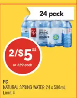 Shoppers Drug Mart PC NATURAL SPRING WATER offer
