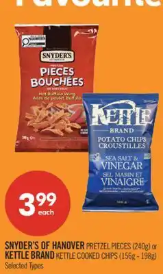 Shoppers Drug Mart SNYDER'S OF HANOVER PRETZEL PIECES (240g) or KETTLE BRAND KETTLE COOKED CHIPS (156g - 198g) offer
