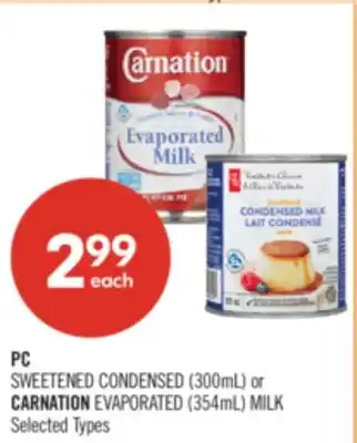 Shoppers Drug Mart PC SWEETENED CONDENSED (300mL) or CARNATION EVAPORATED (354mL) MILK offer