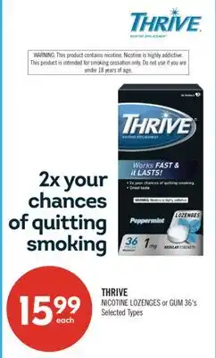 Shoppers Drug Mart THRIVE NICOTINE LOZENGES or GUM offer