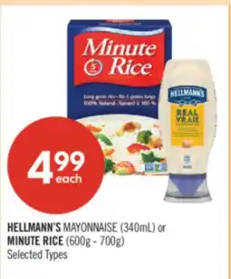 Shoppers Drug Mart HELLMANN'S MAYONNAISE (340mL) or MINUTE RICE (600g - 700g) offer