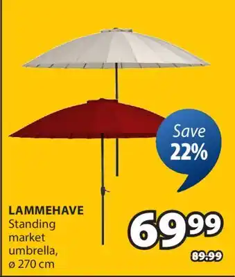 JYSK LAMMEHAVE Standing market umbrella offer