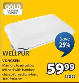JYSK VONGSEN Memory foam pillow infused with bamboo charcoal, medium-firm offer