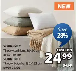 JYSK SORRENTO Throw cushion, 50x50 cm or 60x40 cm SORRENTO Throw, boucle, 130x152 cm offer
