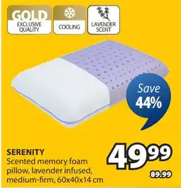 JYSK SERENITY Scented memory foam pillow, lavender infused, medium-firm offer