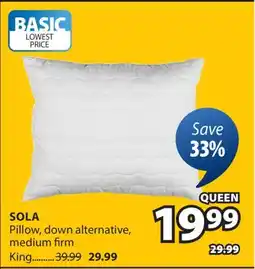 JYSK SOLA Pillow, down alternative, medium firm offer