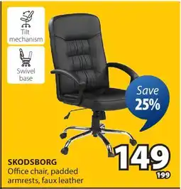 JYSK SKODSBORG Office chair, padded armrests, faux leather offer