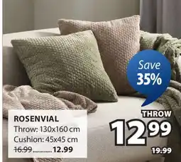 JYSK ROSENVIAL Throw 130x160 cm Cushion: 45x45 cm offer