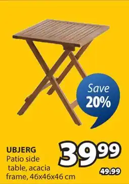 JYSK UBJERG Patio side table, acacia frame offer