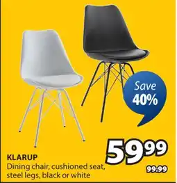 JYSK KLARUP Dining chair, cushioned seat, steel legs, black or white offer