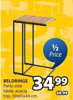 JYSK BELDRINGE Patio side table, acacia top, 59x61x44 cm offer