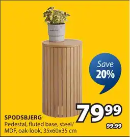 JYSK SPODSBJERG Pedestal, fluted base, steel/MDF, oak-look offer