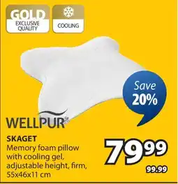 JYSK WELLPUR SKAGET Memory foam pillow with cooling gel offer