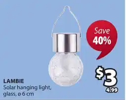 JYSK LAMBIE Solar hanging light offer