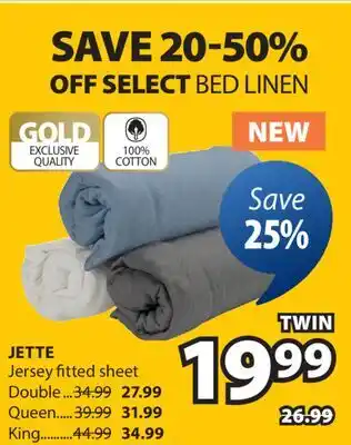 JYSK JETTE Jersey fitted sheet offer
