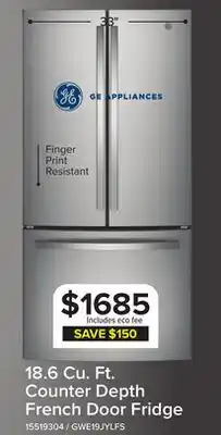 Leon's GE 33 18.6 Cu. Ft. Fingerprint Resistant Counter-Depth French Door Refrigerator - GWE19JYLFS offer