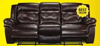 Leon's Cooper Leather Reclining Sofa - Brown offer