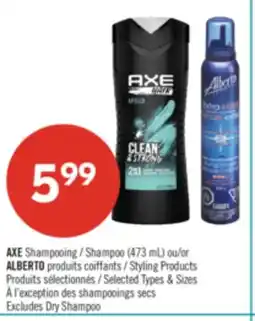 Pharmaprix AXE Shampoo (473 mL) or ALBERTO Styling Products offer