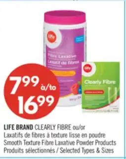 Pharmaprix LIFE BRAND CLEARLY FIBRE or Smooth Texture Fibre Laxative Powder Products offer