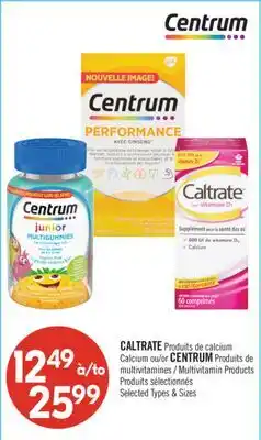 Pharmaprix CALTRATE Calcium or CENTRUM Multivitamin Products offer