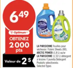 Pharmaprix LA PARISIENNE Fabric Sheets (80), ARCTIC POWER (1,8 L) or LA PARISIENNE (1,52 L) Laundry Detergent offer