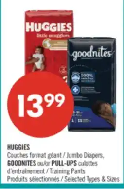 Pharmaprix HUGGIES Jumbo Diapers, GOODNITES or PULL-UPS Training Pants offer