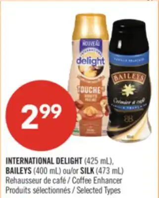 Pharmaprix INTERNATIONAL DELIGHT (425 mL), BAILEYS (400 mL) or SILK (473 mL) Coffee Enhancer offer