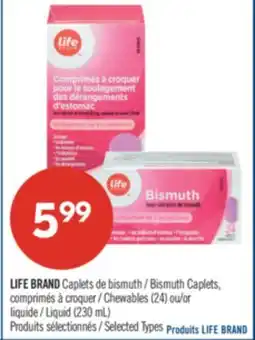 Pharmaprix LIFE BRAND Bismuth Caplets, Chewables (24) or Liquid (230 mL) offer
