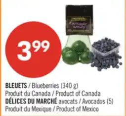Pharmaprix Blueberries (340 g) Product of Canada, Avocados (5) Product of Mexico offer