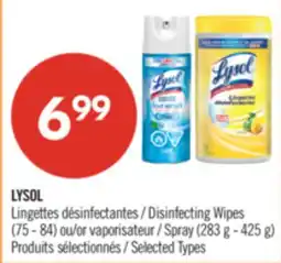 Pharmaprix LYSOL Disinfecting Wipes (75 - 84) or Spray (283 g - 425 g) offer