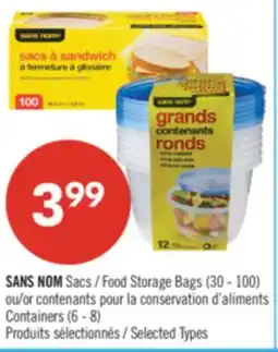 Pharmaprix NO NAME Food Storage Bags (30 - 100) or Containers (6 - 8) offer