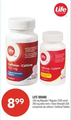 Pharmaprix LIFE BRAND 100 mg Regular (100) or 200 mg Extra Strength (50) Caffeine Tablets offer