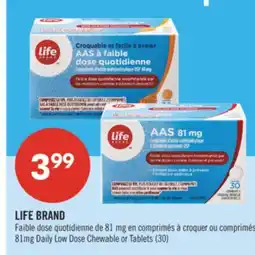 Pharmaprix LIFE BRAND 81mg Daily Low Dose Chewable or Tablets offer