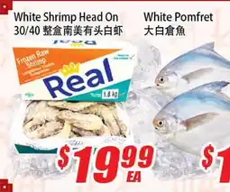 WinCo Food Mart White Shrimp Head On 30/40, White Pomfret offer