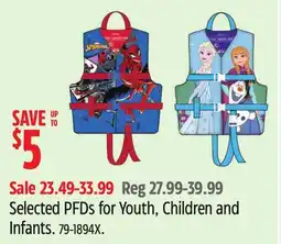 Canadian Tire Selected PFDs for Youth, Children and Infants offer