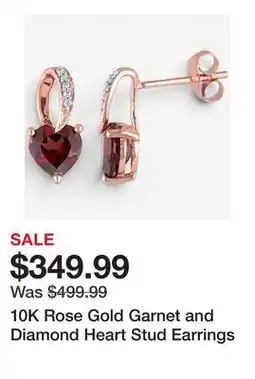 TSC Stores 10K Rose Gold Garnet and Diamond Heart Stud Earrings offer