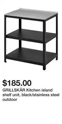 IKEA GRILLSKÄR Kitchen island shelf unit, black/stainless steel outdoor offer