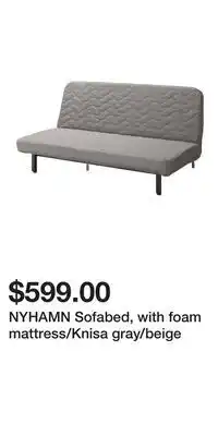 IKEA NYHAMN Sofabed, with foam mattress/Knisa gray/beige offer