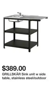 IKEA GRILLSKÄR Sink unit w side table, stainless steel/outdoor offer
