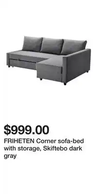 IKEA FRIHETEN Corner sofa-bed with storage, Skiftebo dark gray offer