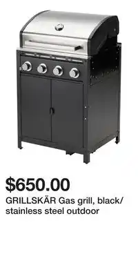 IKEA GRILLSKÄR Gas grill, black/stainless steel outdoor offer