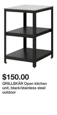 IKEA GRILLSKÄR Open kitchen unit, black/stainless steel outdoor offer