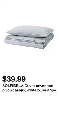 IKEA SOLFIBBLA Duvet cover and pillowcase(s), white blue/stripe offer